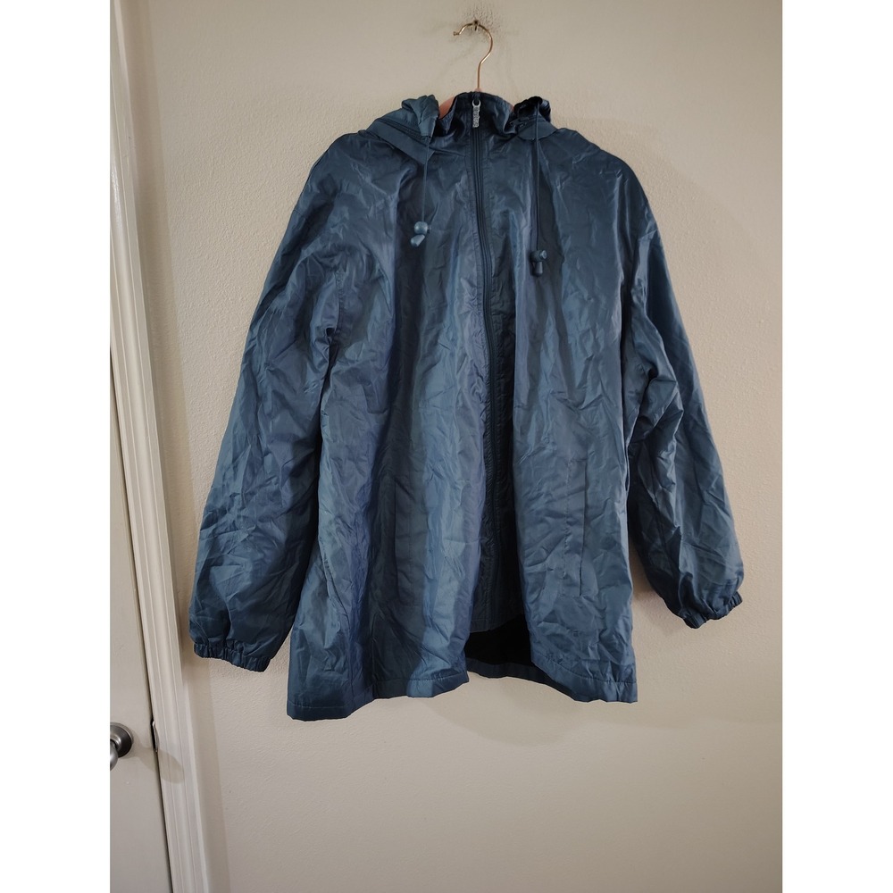 Totes Blue Hooded Rain Jacket Fleece Lined Windbreaker Full Zip Mens 2XL